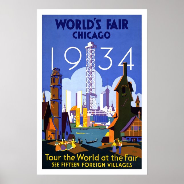 Vintage Travel Poster Chicago World's Fair 1934 (Vorne)
