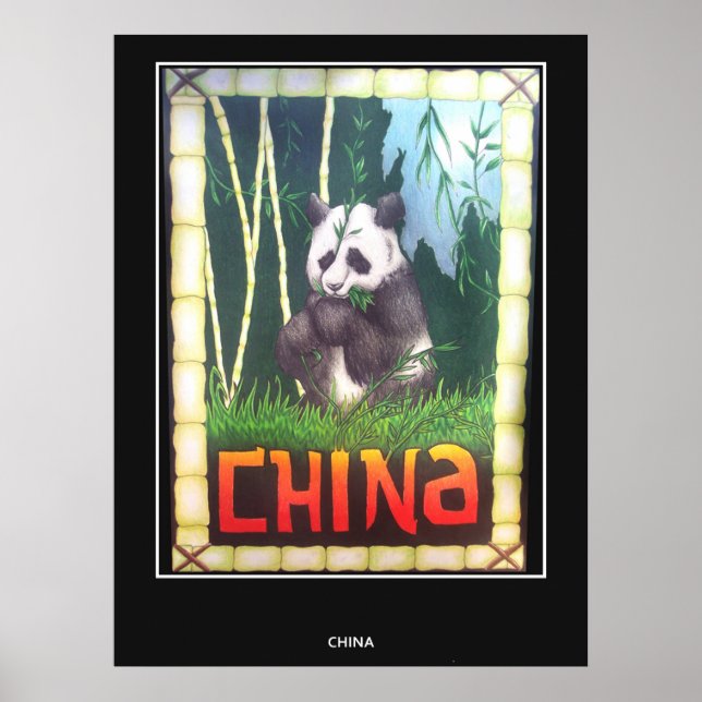 Vintage Travel Poster China Panda (Vorne)