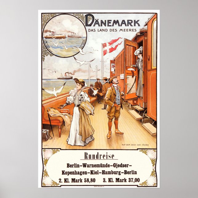 Vintage Travel Poster - Dänemark (Vorne)