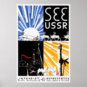 Vintage Travel Poster der UdSSR wiederhergestellt