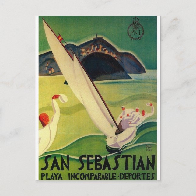 Vintage Travel Poster Donostia Postkarte (Vorderseite)