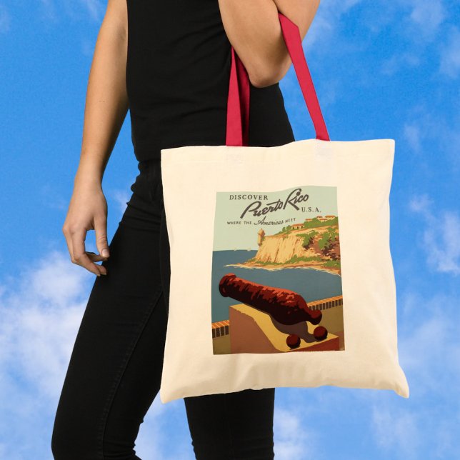 Vintage Travel Poster, Entdecken Sie Puerto Rico! Tragetasche (Von Creator hochgeladen)