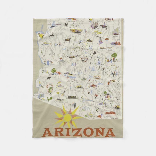 Vintage Travel Poster Fleecedecke (Vorderseite)