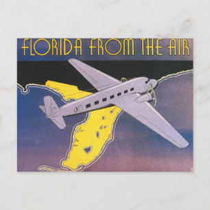 Vintage Travel Poster, Florida from Air Airplane Postkarte