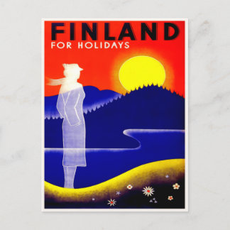 Vintage Travel Poster for Finland Postcard Postkarte