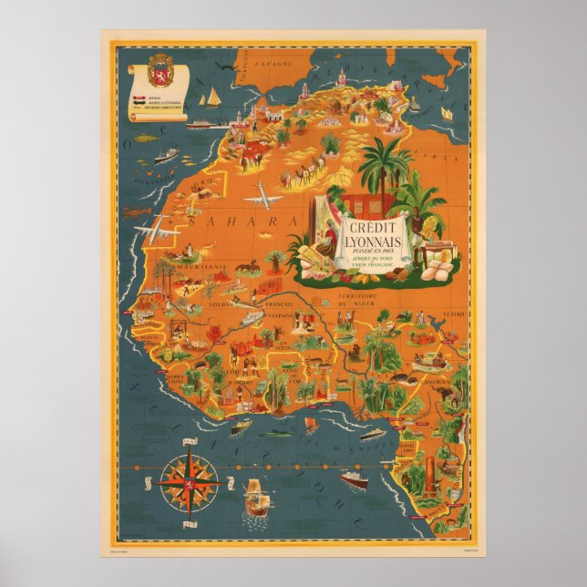 Vintage Travel Poster Französisches Afrika (Vorne)