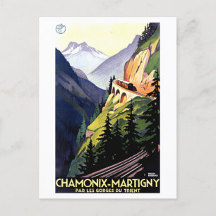 Vintage Travel Poster für Chamonix und Martigny Postkarte