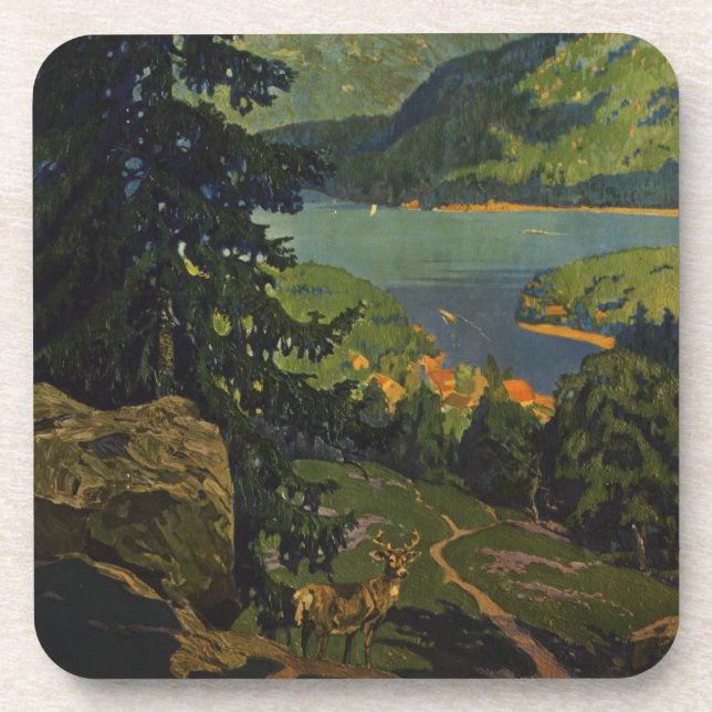 Vintage Travel Poster für das Adirondack Gebirge Getränkeuntersetzer (Vorderseite)