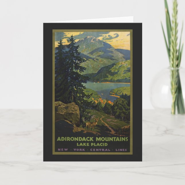 Vintage Travel Poster für das Adirondack Gebirge Karte (Vorderseite)