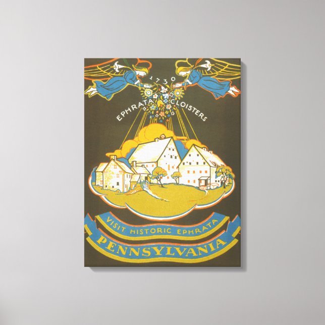 Vintage Travel Poster für das Ephrata Kloster Leinwanddruck (Vorderseite)