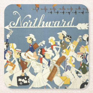 Vintage Travel Poster für die neue Haven R.R. Rechteckiger Pappuntersetzer