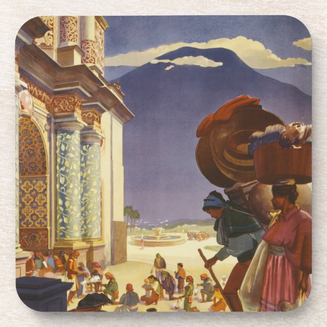 Vintage Travel Poster für Guatemala Getränkeuntersetzer (Vorderseite)