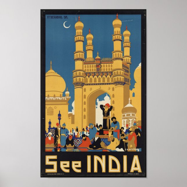 Vintage Travel Poster für Indien (Vorne)
