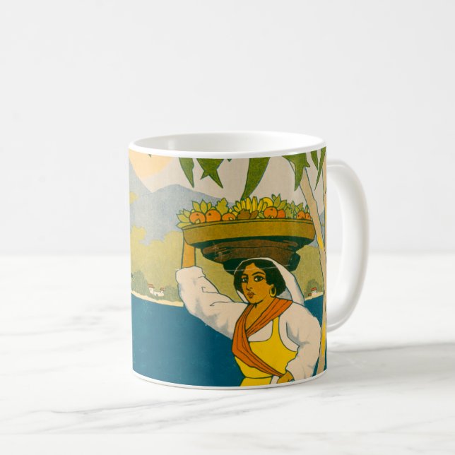 Vintage Travel Poster für Jamaika Kaffeetasse (VorderseiteRechts)