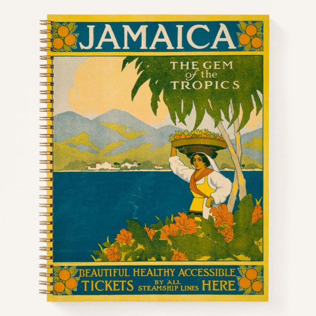 Vintage Travel Poster für Jamaika Notizbuch (Vorderseite)
