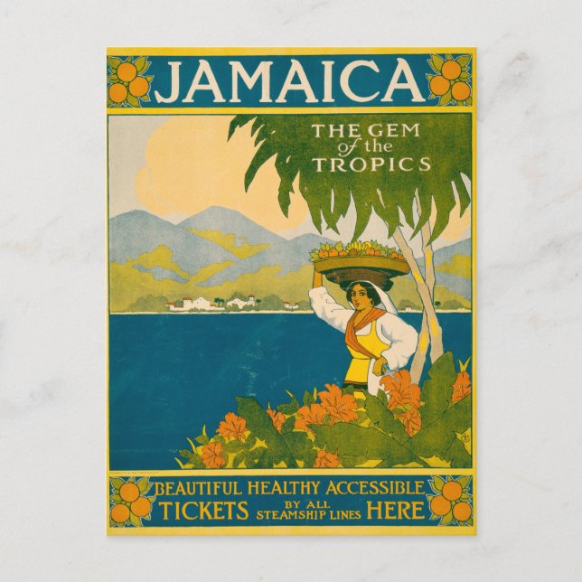 Vintage Travel Poster für Jamaika Postkarte (Vorderseite)