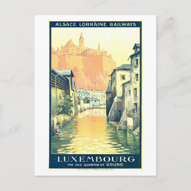 Vintage Travel Poster für Luxemburg Postkarte (Vorderseite)