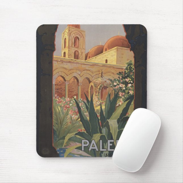 Vintage Travel Poster für Palermo, Italien. Mousepad (Mit Mouse)