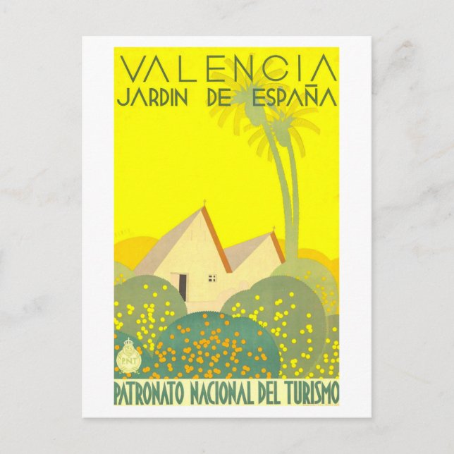 Vintage Travel Poster für Valencia, Spanien, Postkarte (Vorderseite)