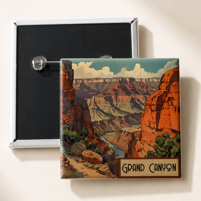 Vintage Travel Poster Grand Canyon Colorado River Button (Von Creator hochgeladen)