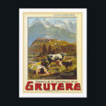 Vintage Travel Poster, Gruyere Postkarte<br><div class="desc">Basierend auf einem Vintage Reiseplakat.</div>