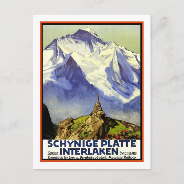 Vintage Travel Poster, Interlaken Postkarte (Vorderseite)