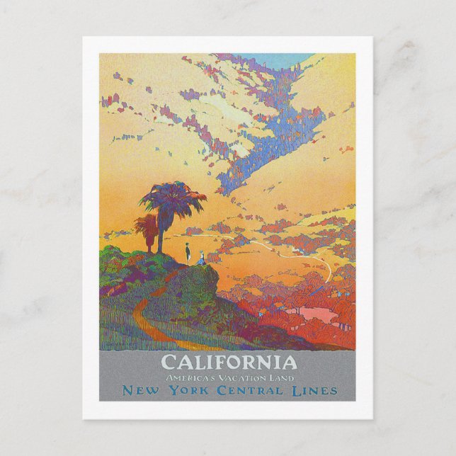 Vintage Travel Poster, Kalifornien Postkarte (Vorderseite)
