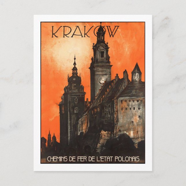 Vintage Travel Poster, Krakau Postkarte (Vorderseite)