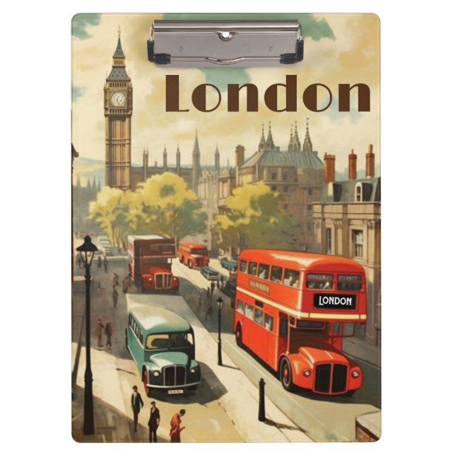 Vintage Travel Poster London City Centre Klemmbrett (Vorderseite)