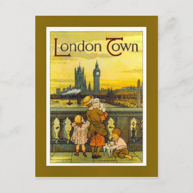 Vintage travel poster, London Town, Postkarte (Vorderseite)