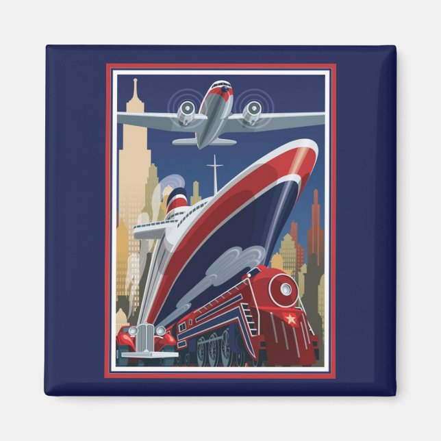 Vintage Travel Poster Magnet (Vorne)