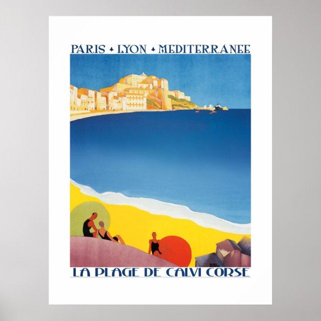 Vintage Travel Poster Mediterranean Sea Beach (Vorne)