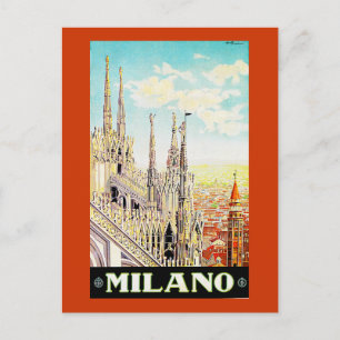 Vintage Travel Poster Milano, Italien Postkarte