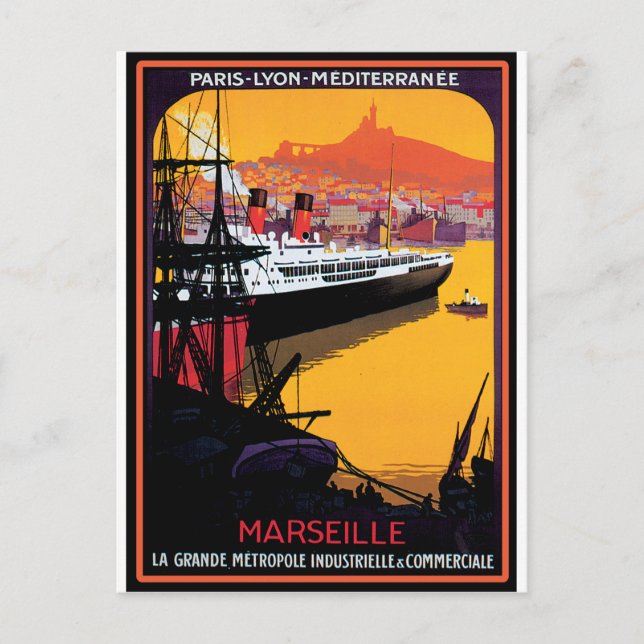 Vintage Travel Poster: Mittelmeerraum Postkarte (Vorderseite)