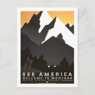 Vintage Travel Poster, Montana Postkarte