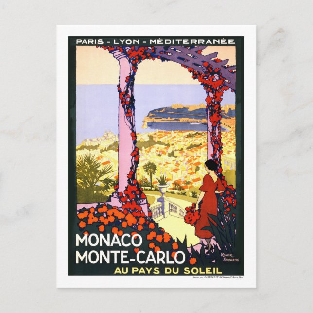 Vintage Travel Poster, Monte Carlo Postkarte (Vorderseite)