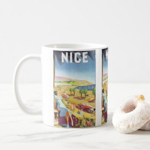 Vintage Travel Poster, Nizza, Côte d'Azur Kaffeetasse