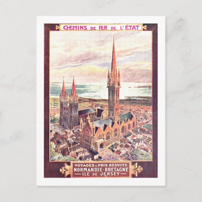 Vintage Travel Poster, Normandie Postkarte (Vorderseite)