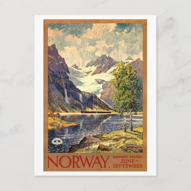 Vintage Travel Poster (Norwegen) Postkarte (Vorderseite)