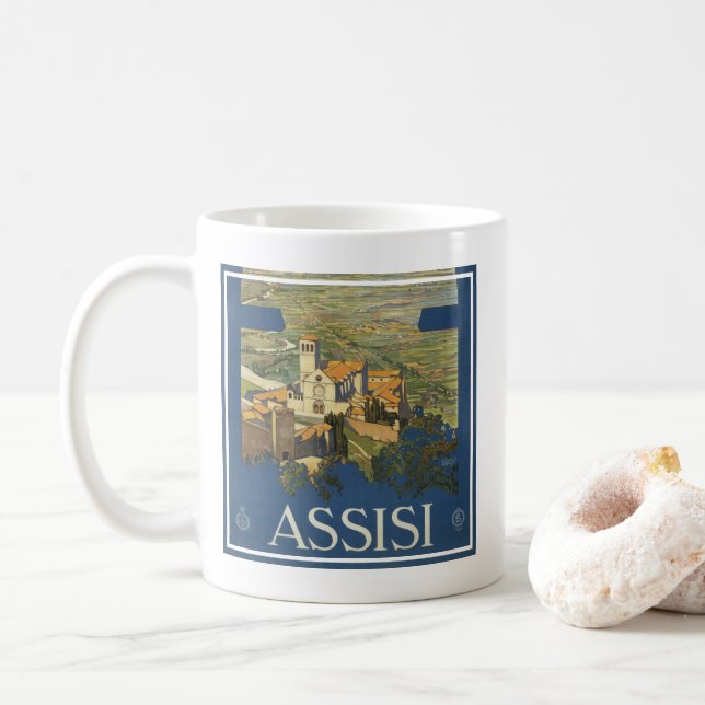 Vintage Travel Poster of Assisi, Italien Kaffeetasse (Mit Donut)