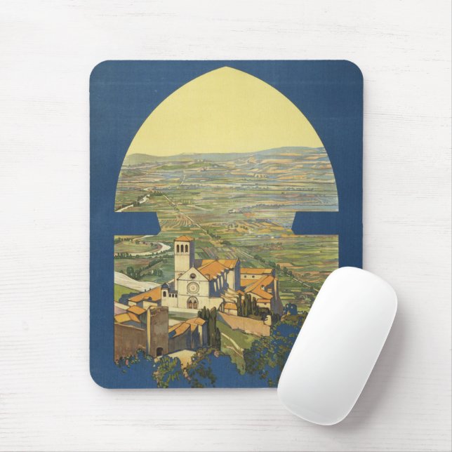 Vintage Travel Poster of Assisi, Italien Mousepad (Mit Mouse)
