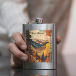 Vintage Travel Poster Rocky Mountain, individuell Flachmann