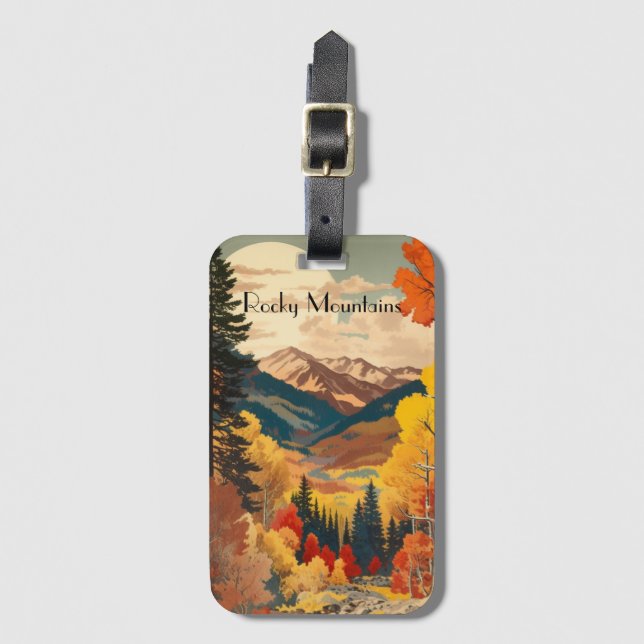 Vintage Travel Poster Rocky Mountains Gepäckanhänger (Vorderseite Vertikal)