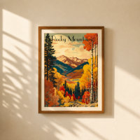Vintage Travel Poster Rocky Mountains