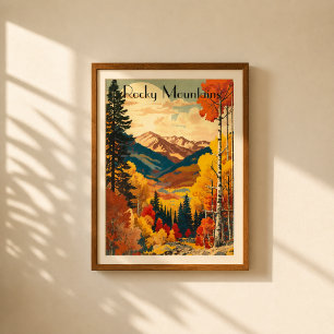Vintage Travel Poster Rocky Mountains Leinwanddruck