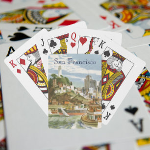 Vintage Travel Poster San Francisco Bay Fährschiff Spielkarten