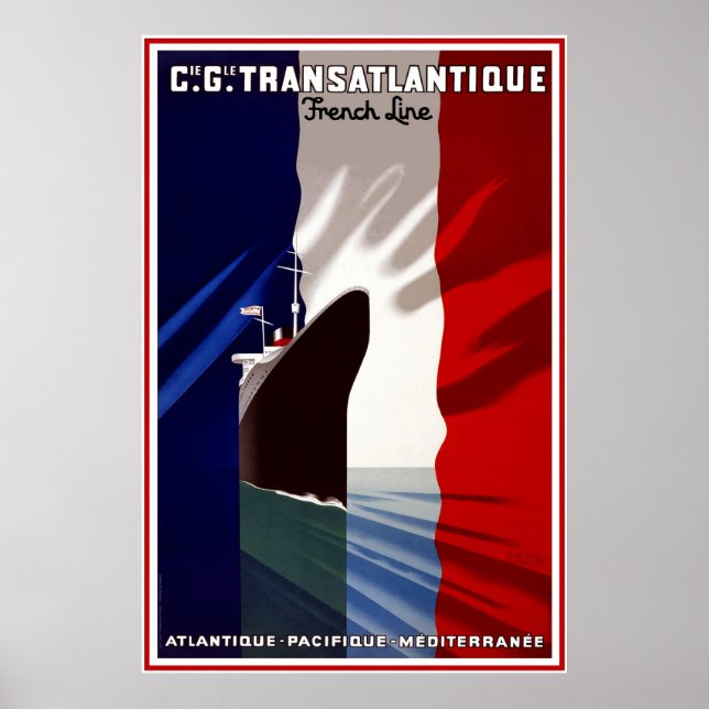 Vintage Travel Poster Travel French Liner (Vorne)