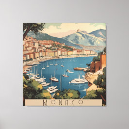 Vintage Travel Poster über dem Hafen von Monaco Leinwanddruck