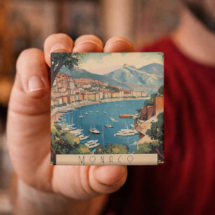 Vintage Travel Poster über dem Hafen von Monaco Magnet