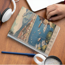 Vintage Travel Poster über dem Hafen von Monaco Planer